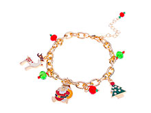 brazalete dorado con charms de la Navidad